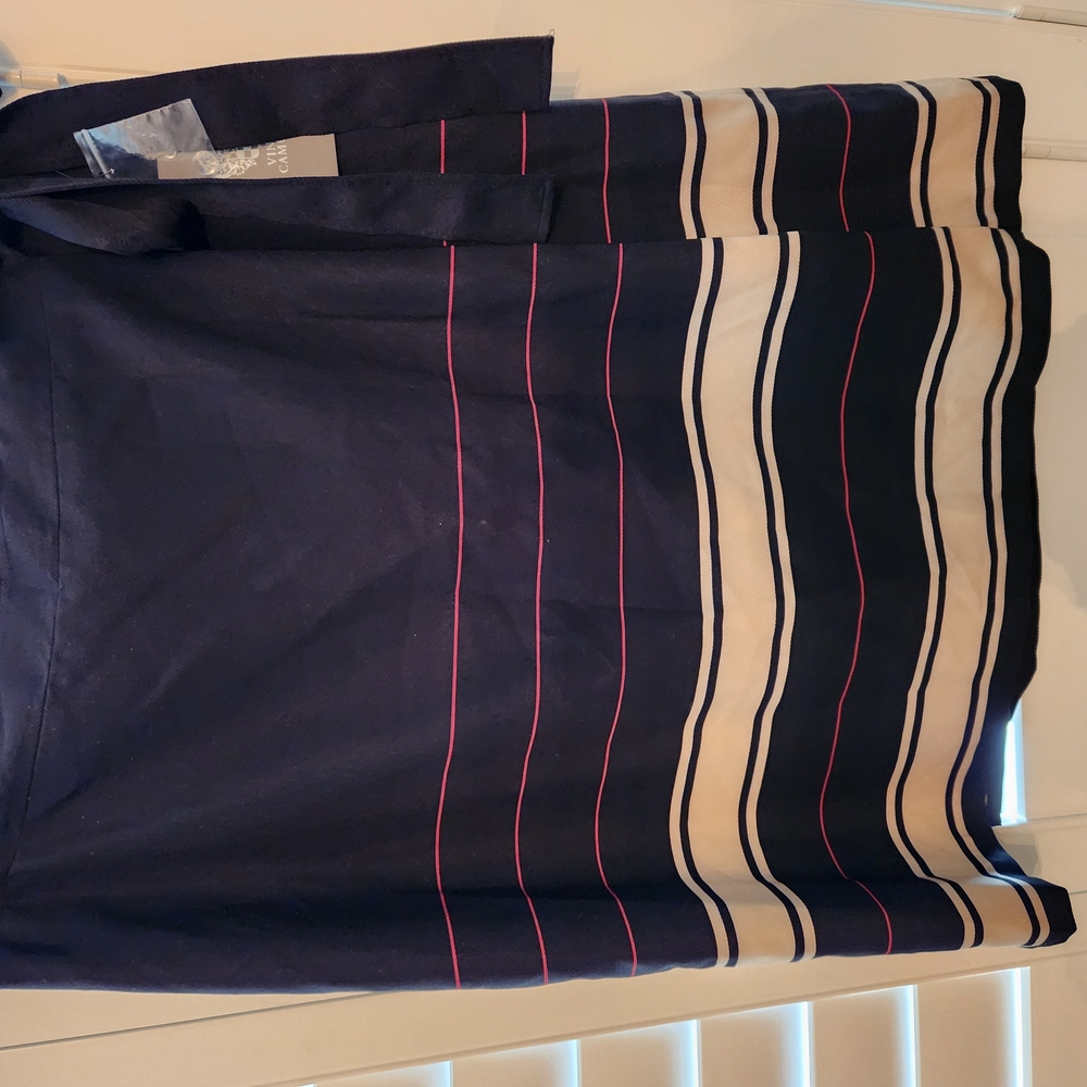 Navy Skirt with Pink and Cream Stripes